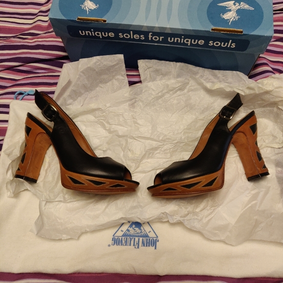 John Fluevog Miracles Platform Bunford Open Toe 7 - Picture 7 of 8